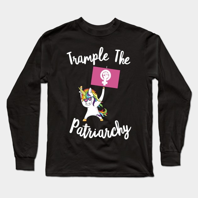 Feminist Unicorn Trample The Patriarchy Activist Flag Resist Long Sleeve T-Shirt by Shirtsurf